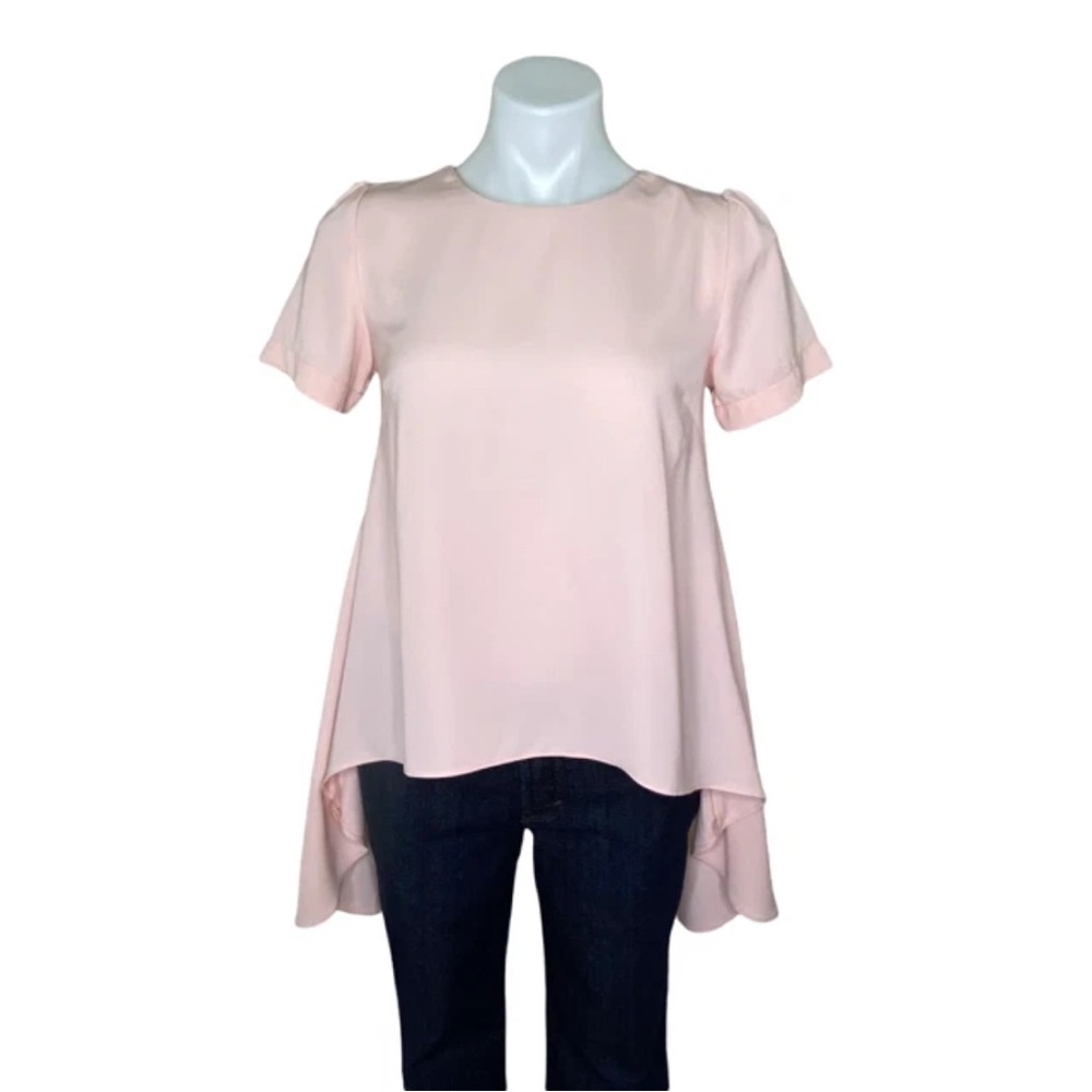 Philosophy Republic Clothing Women's Pink Short Sleeve Hi-Low Blouse S